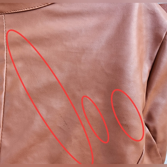 Large women LANE CRAWFORD faux leather zip shirred long sleeve jacket FLAWS - Picture 8 of 16